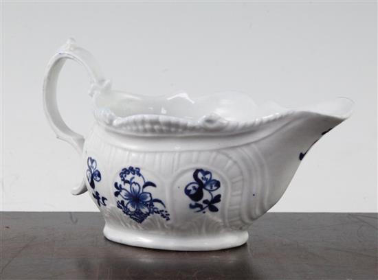 A Liverpool moulded cream boat, c.1768, 15.5cm